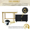 2 In 1 Square Nesting Coffee Table With Wheels & Drawers, Stackable Side Table With High Gloss Marble Grain Top, End Table Set With Brown Tempered Glass For Living Room, Black Black Gold Primary Living Space Drawers Square Mdf Steel