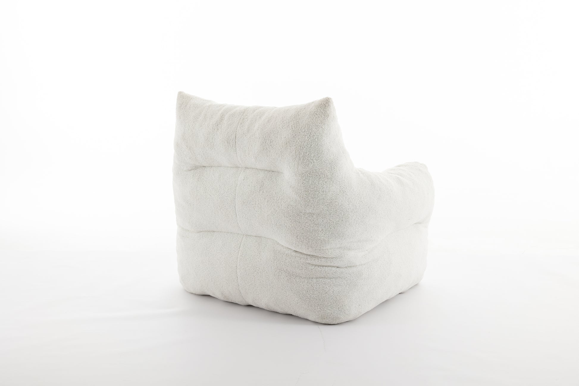 054 Large Size Teddy Fabric Bean Bag Chair Lazy Sofa Chair Sponge Filling For Indoor,Ivory Ivory Primary Living Space Soft Tufted Back Modern Memory Foam Teddy