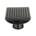 6 Inch Square Shower Floor Drain Square Shower Floor Drain With Flange,Pattern Grate Removable,Food Grade Sus 304 Stainless Steel Matte Black Stainless Steel