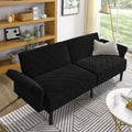 Velvet Futon Couch Convertible Folding Sofa Bed Tufted Couch With Adjustable Armrests For Apartment Black Velvet Metal Primary Living Space Split Back Eucalyptus Square Arms Foam 3 Seat