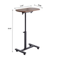 Height Adjustable Sofa Side C Shape Table,Laptop Holder End Stand Desk Brown Mdf Metal