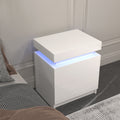 Modern White Nightstand With 2 Storage Drawers,Led Lights, End Table For Bedroom Furniture White Particle Board