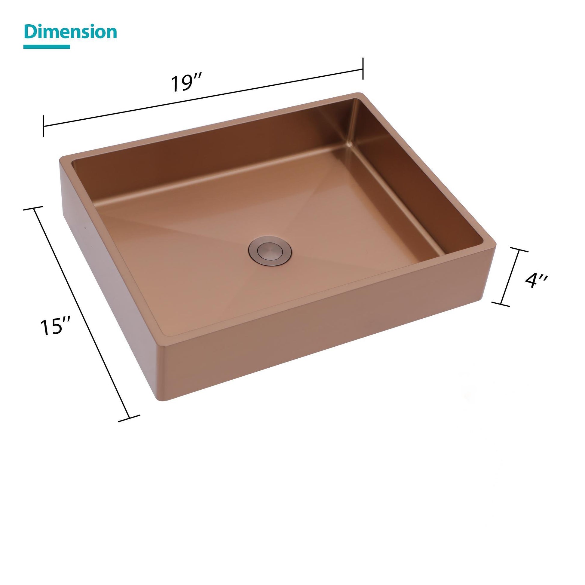 19"X15" Rose Gold Stainless Steel Bathroom Sink With Pop Up Drain Rose Gold Stainless Steel