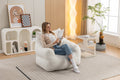054 Large Size Teddy Fabric Bean Bag Chair Lazy Sofa Chair Sponge Filling For Indoor,Ivory Ivory Primary Living Space Soft Tufted Back Modern Memory Foam Teddy
