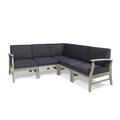 Perla 5 Pcs Sofa Set, Light Dark Grey Dark Gray Acacia Wood