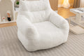 054 Large Size Teddy Fabric Bean Bag Chair Lazy Sofa Chair Sponge Filling For Indoor,Ivory Ivory Primary Living Space Soft Tufted Back Modern Memory Foam Teddy
