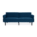 Velvet Futon Couch Convertible Folding Sofa Bed Tufted Couch With Adjustable Armrests For Apartment Blue Velvet Metal Primary Living Space Medium Soft Split Back Eucalyptus Square Arms Foam 3 Seat