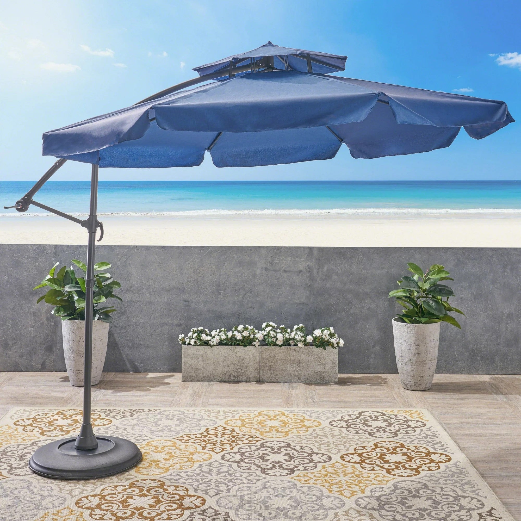 Baja Banana Canopy Sunshade Black Blue Garden & Outdoor Umbrellas Fabric Metal