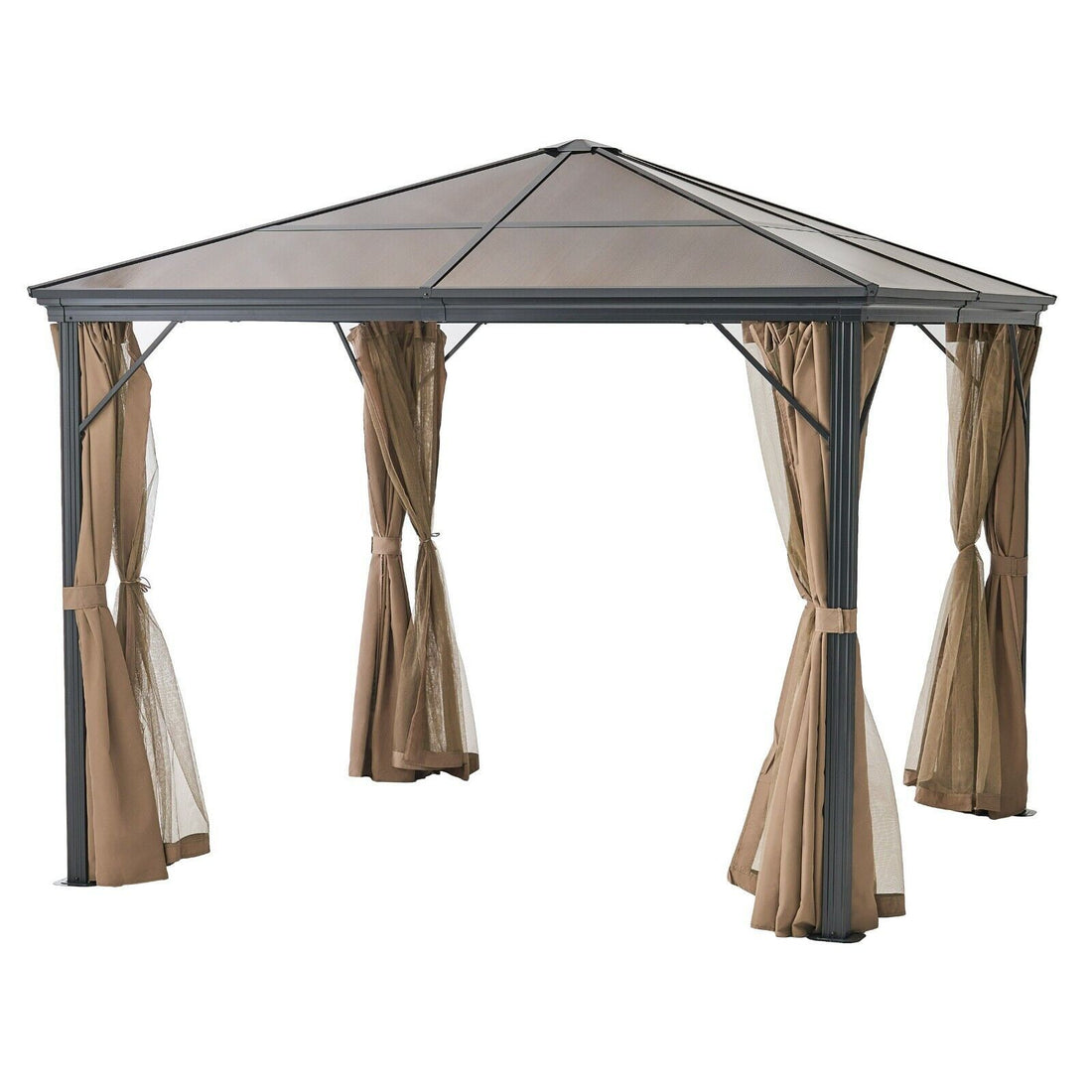 Aruba Aluminum 10 X 10 Ft. Gazebo Black Brown Aluminum