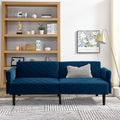 Velvet Futon Couch Convertible Folding Sofa Bed Tufted Couch With Adjustable Armrests For Apartment Blue Velvet Metal Primary Living Space Medium Soft Split Back Eucalyptus Square Arms Foam 3 Seat