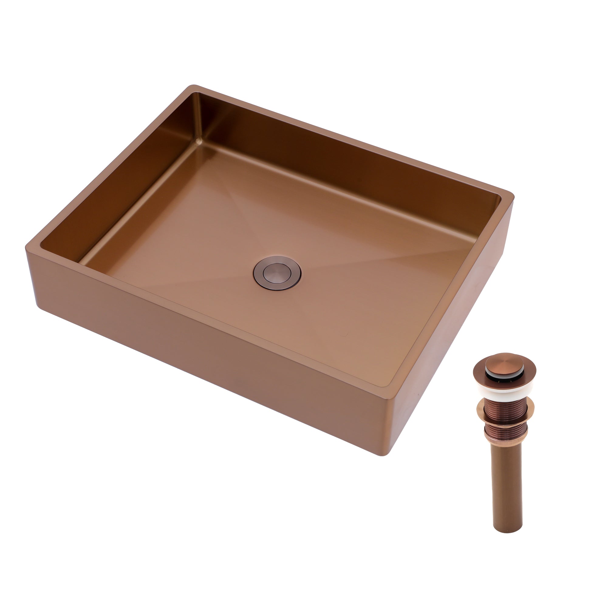 19"X15" Rose Gold Stainless Steel Bathroom Sink With Pop Up Drain Rose Gold Stainless Steel