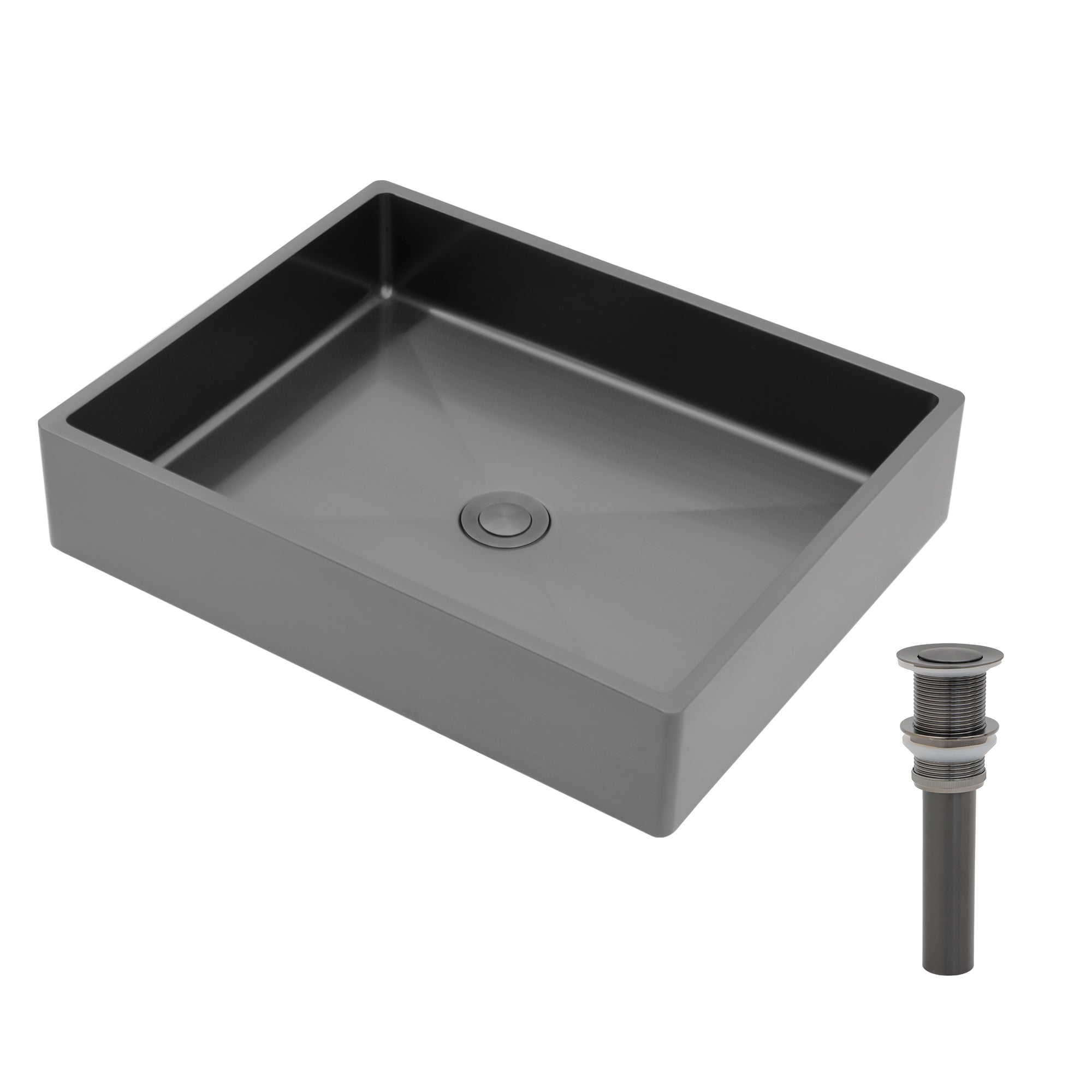 19"X15" Gunmetal Black Stainless Steel Bathroom Sink With Pop Up Drain Gunmetal Black Stainless Steel