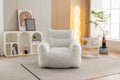 054 Large Size Teddy Fabric Bean Bag Chair Lazy Sofa Chair Sponge Filling For Indoor,Ivory Ivory Primary Living Space Soft Tufted Back Modern Memory Foam Teddy
