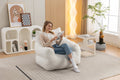 054 Large Size Teddy Fabric Bean Bag Chair Lazy Sofa Chair Sponge Filling For Indoor,Ivory Ivory Primary Living Space Soft Tufted Back Modern Memory Foam Teddy