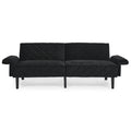 Velvet Futon Couch Convertible Folding Sofa Bed Tufted Couch With Adjustable Armrests For Apartment Black Velvet Metal Primary Living Space Split Back Eucalyptus Square Arms Foam 3 Seat