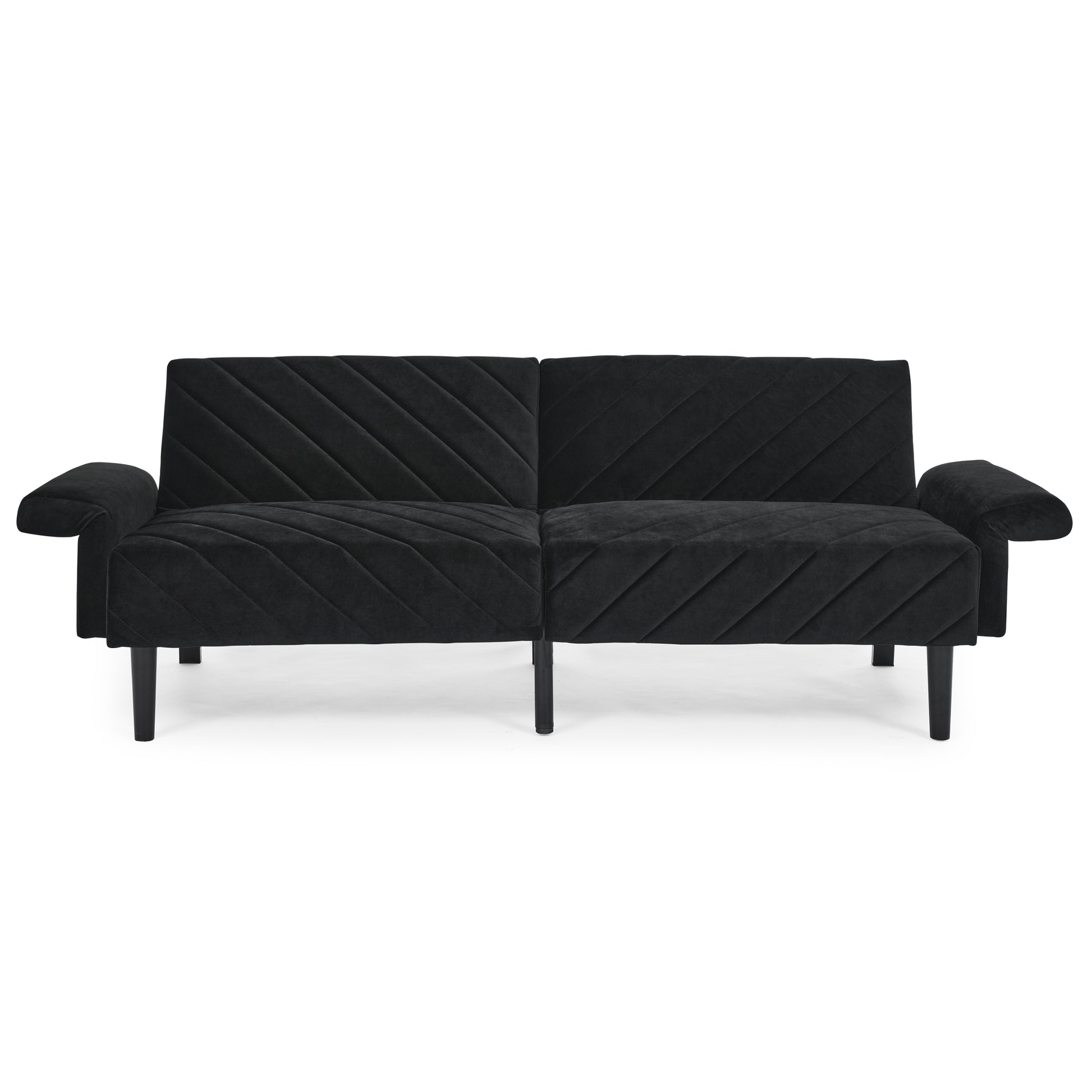 Velvet Futon Couch Convertible Folding Sofa Bed Tufted Couch With Adjustable Armrests For Apartment Black Velvet Metal Primary Living Space Split Back Eucalyptus Square Arms Foam 3 Seat