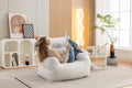 054 Large Size Teddy Fabric Bean Bag Chair Lazy Sofa Chair Sponge Filling For Indoor,Ivory Ivory Primary Living Space Soft Tufted Back Modern Memory Foam Teddy