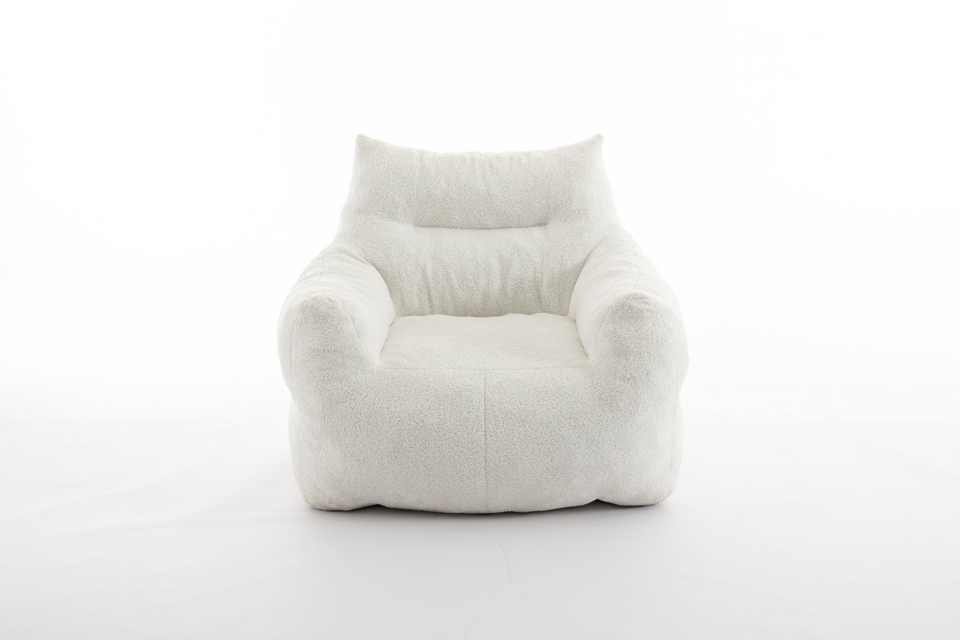 054 Large Size Teddy Fabric Bean Bag Chair Lazy Sofa Chair Sponge Filling For Indoor,Ivory Ivory Primary Living Space Soft Tufted Back Modern Memory Foam Teddy