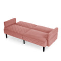 Velvet Futon Couch Convertible Folding Sofa Bed Tufted Couch With Adjustable Armrests For Apartment Pink Velvet Metal Medium Soft Split Back Eucalyptus Square Arms Foam 3 Seat