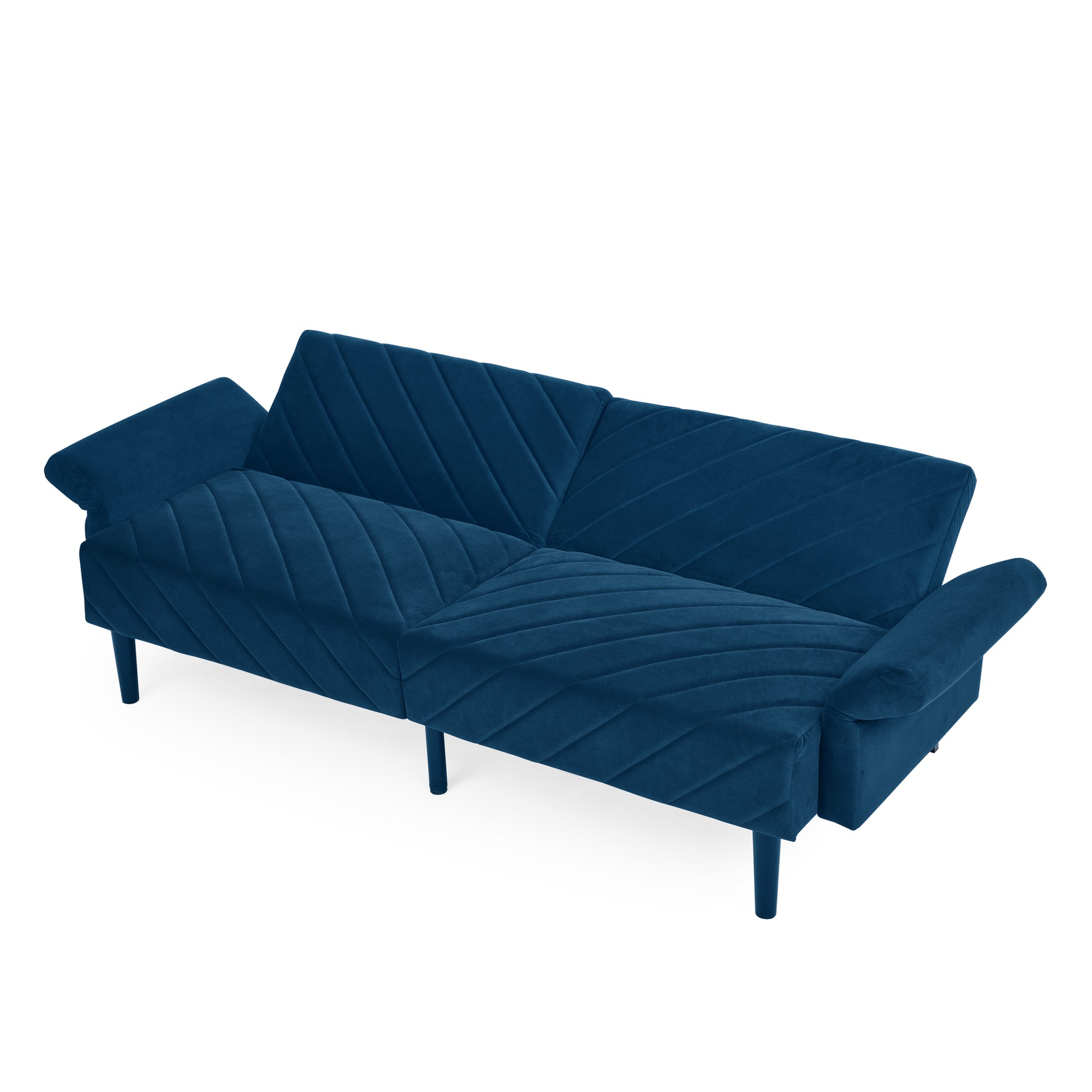 Velvet Futon Couch Convertible Folding Sofa Bed Tufted Couch With Adjustable Armrests For Apartment Blue Velvet Metal Primary Living Space Medium Soft Split Back Eucalyptus Square Arms Foam 3 Seat