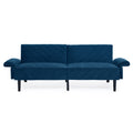 Velvet Futon Couch Convertible Folding Sofa Bed Tufted Couch With Adjustable Armrests For Apartment Blue Velvet Metal Primary Living Space Medium Soft Split Back Eucalyptus Square Arms Foam 3 Seat