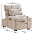 4 In1 Multi Function Single Sofa Bed With Storage Pockets,Tufted Single Pull Out Sofa Bed With Adjustable Backrest And Pillows ,Convertible Chaise Lounge,Taupe Taupe Velvet Metal Primary Living Space American Design Armless Foam Velvet 1 Seat