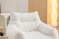 054 Large Size Teddy Fabric Bean Bag Chair Lazy Sofa Chair Sponge Filling For Indoor,Ivory Ivory Primary Living Space Soft Tufted Back Modern Memory Foam Teddy