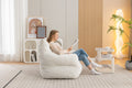 054 Large Size Teddy Fabric Bean Bag Chair Lazy Sofa Chair Sponge Filling For Indoor,Ivory Ivory Primary Living Space Soft Tufted Back Modern Memory Foam Teddy
