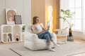 054 Large Size Teddy Fabric Bean Bag Chair Lazy Sofa Chair Sponge Filling For Indoor,Ivory Ivory Primary Living Space Soft Tufted Back Modern Memory Foam Teddy