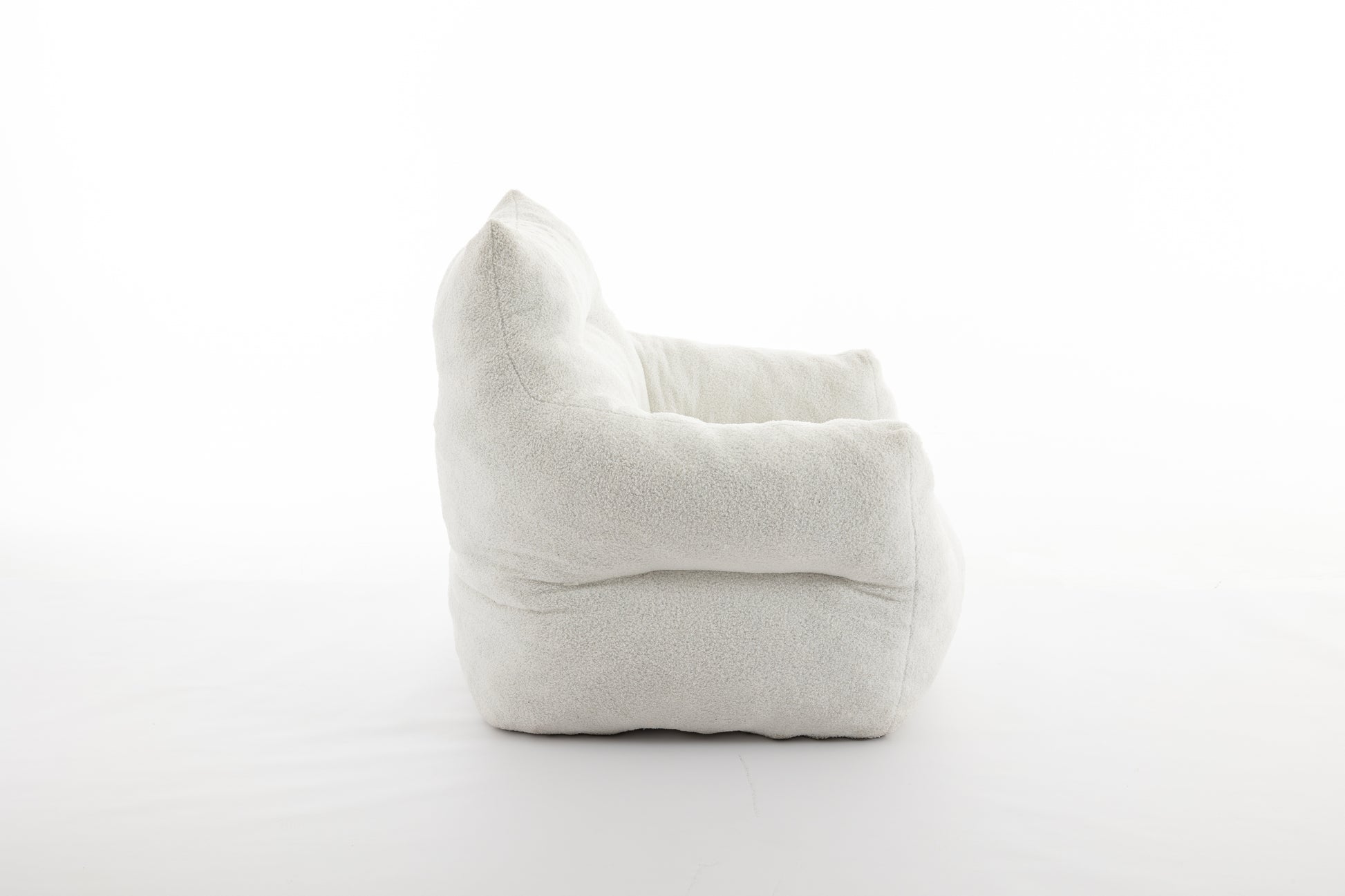 054 Large Size Teddy Fabric Bean Bag Chair Lazy Sofa Chair Sponge Filling For Indoor,Ivory Ivory Primary Living Space Soft Tufted Back Modern Memory Foam Teddy