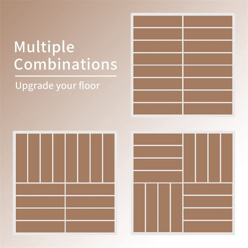 Patio Interlocking Deck Tiles, 12"X12" Square Composite Decking Tiles, Four Slat Plastic Outdoor Flooring Tile All Weather For Balcony Porch Backyard, Dark Brown, Pack Of 44 Brown Plastic