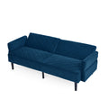 Velvet Futon Couch Convertible Folding Sofa Bed Tufted Couch With Adjustable Armrests For Apartment Blue Velvet Metal Primary Living Space Medium Soft Split Back Eucalyptus Square Arms Foam 3 Seat