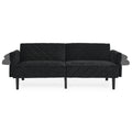 Velvet Futon Couch Convertible Folding Sofa Bed Tufted Couch With Adjustable Armrests For Apartment Black Velvet Metal Primary Living Space Split Back Eucalyptus Square Arms Foam 3 Seat