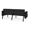 Velvet Futon Couch Convertible Folding Sofa Bed Tufted Couch With Adjustable Armrests For Apartment Black Velvet Metal Primary Living Space Split Back Eucalyptus Square Arms Foam 3 Seat