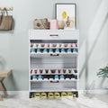 Shoe Storage Cabinet For Entryway, Free Standing Shoe Organizer With 2 Flip Drawers, Hidden Shoe Rack Storage Organizer For Doorway Hallway Closet, White White Mdf