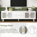 Retro Design Tv Stand With Fluted Glass Doors For Tvs Up To 78'', Practical Media Console With 2 Drawers And Cabinets, Elegant Entertainment Center For Living Room, White White Primary Living Space 70 79 Inches 70 79 Inches Particle Board