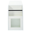Multifunctional End Table With Wheels, Side Table With Tempered Glass Door, 2 Storage Shelves, 2 Drawers For Living Room, White White Mdf
