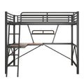 Full Size Loft Metal&Mdf Bed With Desk And Shelf, Black Full Black Metal