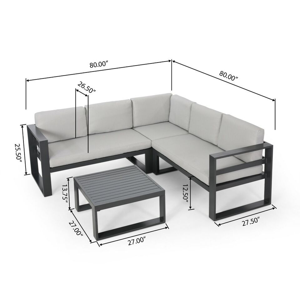 Dursley Outdoor Aluminum V Shape Sofa Sectional Yes Beige Grey Garden & Outdoor Aluminium