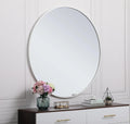 Silver 36 Inch Metal Round Bathroom Mirror Silver Classic Mdf Glass Aluminium Alloy