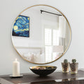 Gold 24 Inch Metal Round Bathroom Mirror Gold Classic Mdf Glass Aluminium Alloy