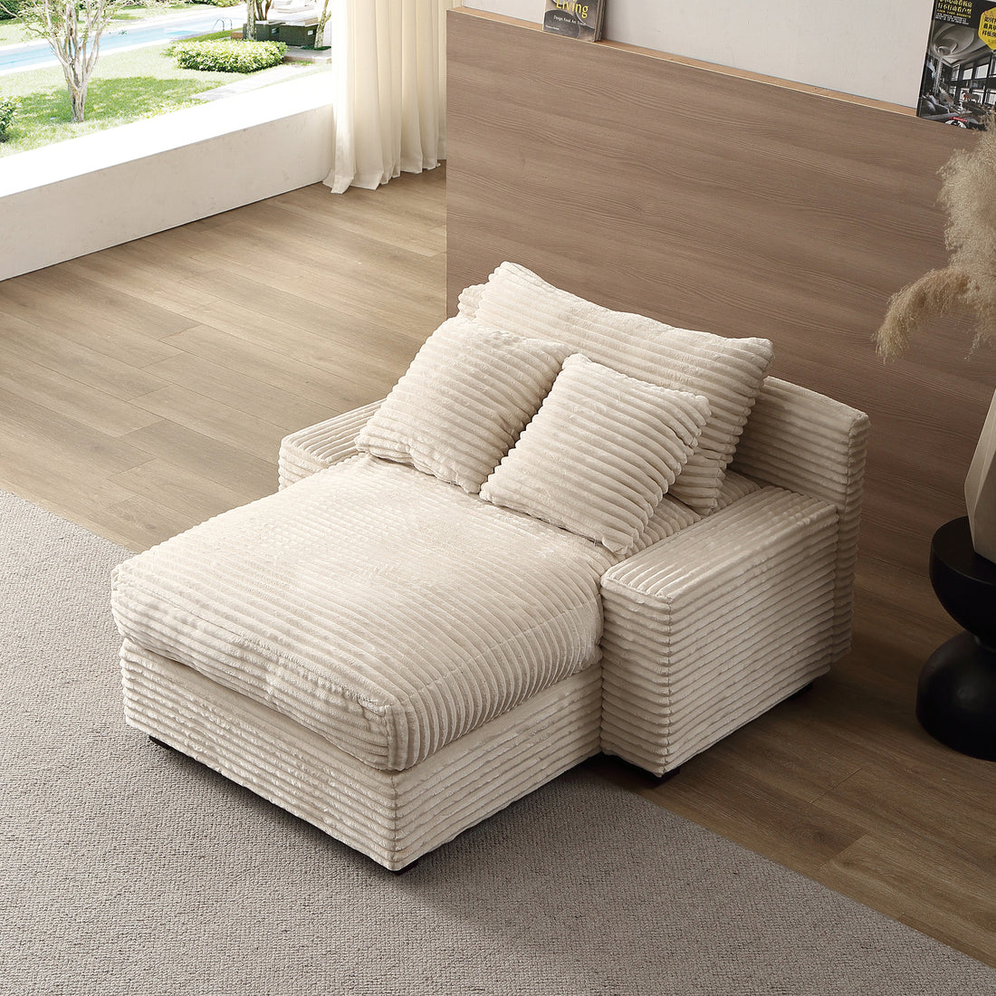 Modern Luxury Sofa Couch For Living Room Quality Corduroy Upholstery Sleeper Sofa Bed Daybed Beige Beige Corduroy 1 Seat