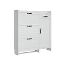 White Color Shoe Cabinet With 4 Doors 1 Drawers,Pvc Door With Shape ,Large Space For Storage 3 4 Spaces White Adjustable Shelves Mdf