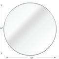 Silver 42 Inch Metal Round Bathroom Mirror Silver Classic Mdf Glass Aluminium