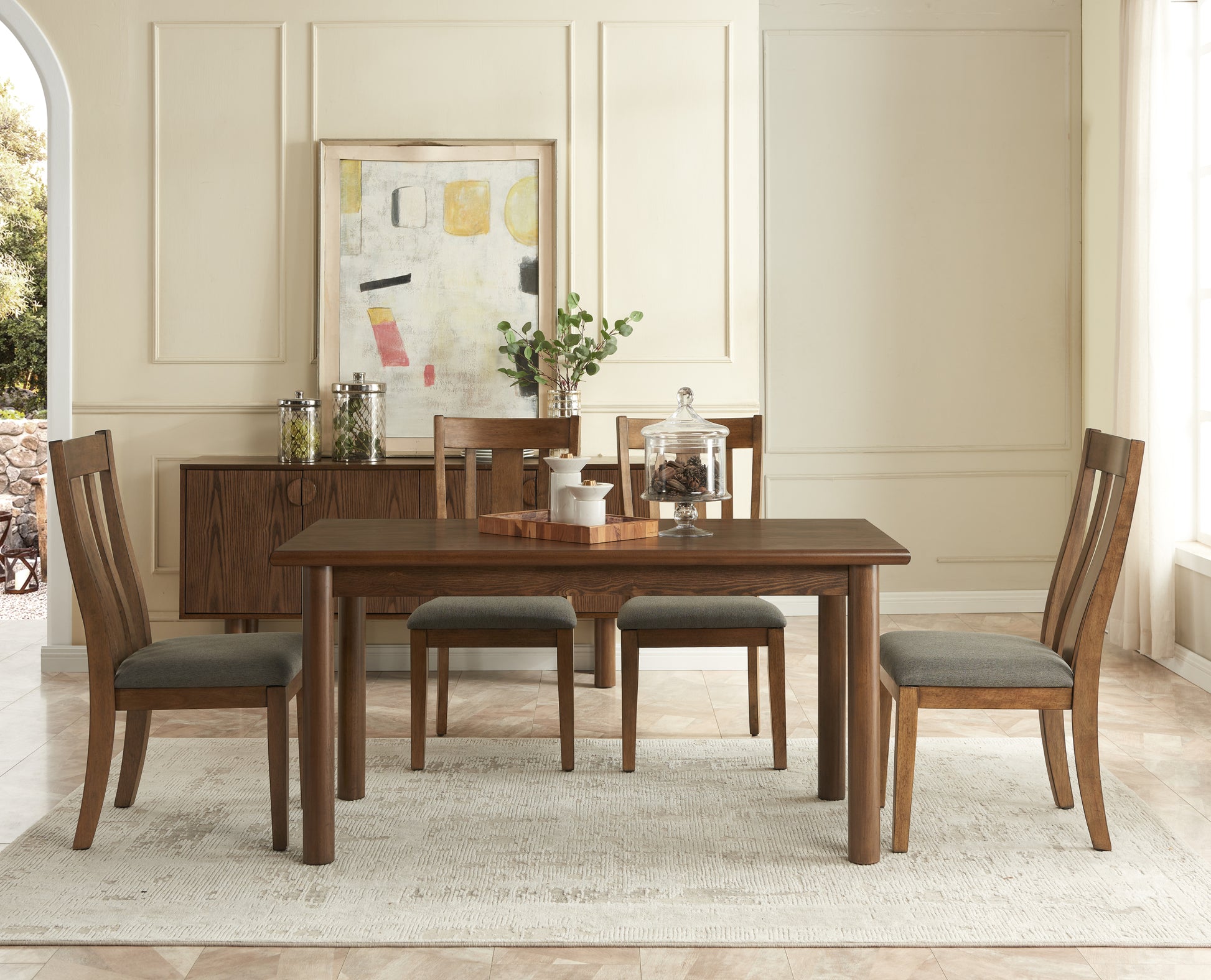 60" Rectangular Dining Table For 6 Person, Retro Kitchen Table, Wooden Dinner Room Table With Solid Wood Legs For Home Kitchen Restaurant Living Room, Ultra Easy To Assemble Walnut Solid Wood Mdf