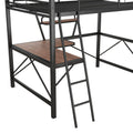 Full Size Loft Metal&Mdf Bed With Desk And Shelf, Black Full Black Metal