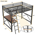 Full Size Loft Metal&Mdf Bed With Desk And Shelf, Black Full Black Metal