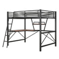 Full Size Loft Metal&Mdf Bed With Desk And Shelf, Black Full Black Metal