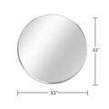 Silver 32 Inch Metal Round Bathroom Mirror Silver Classic Mdf Glass Aluminium Alloy