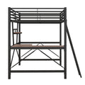 Full Size Loft Metal&Mdf Bed With Desk And Shelf, Black Full Black Metal